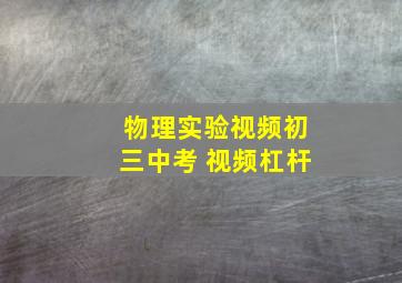 物理实验视频初三中考 视频杠杆